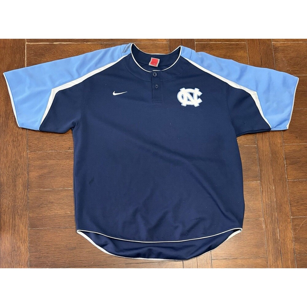 Nike Team Mens UNC Carolina Tarheels Blue Short Sleeve Jersey Shirt Sz L